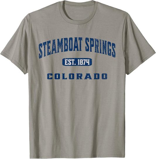 Vintage Athletic Souvenir Visit Steamboat Springs Colorado T-Shirt - T-Shirt | Sand