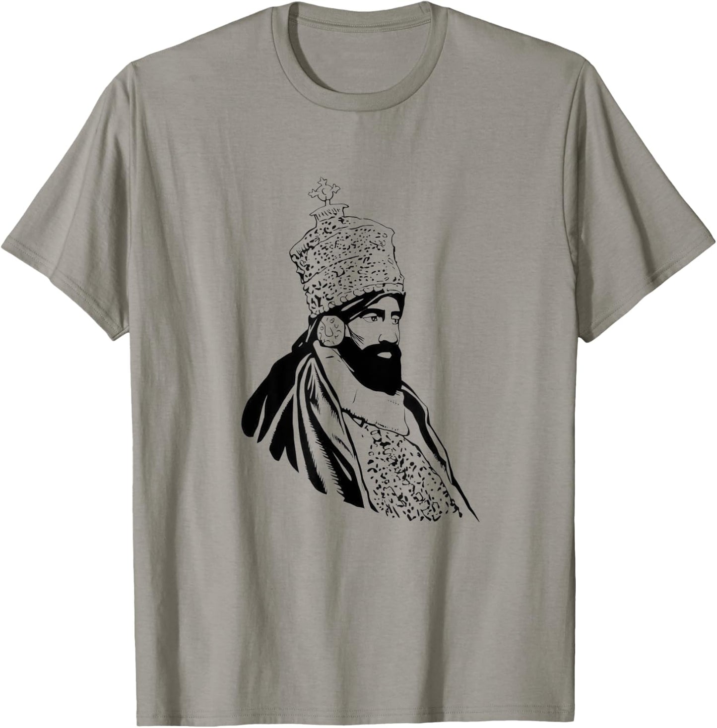 Haile Selassie Ethiopian King of Crown Jamaican Rasta T-Shirt - T-Shirt | Sand