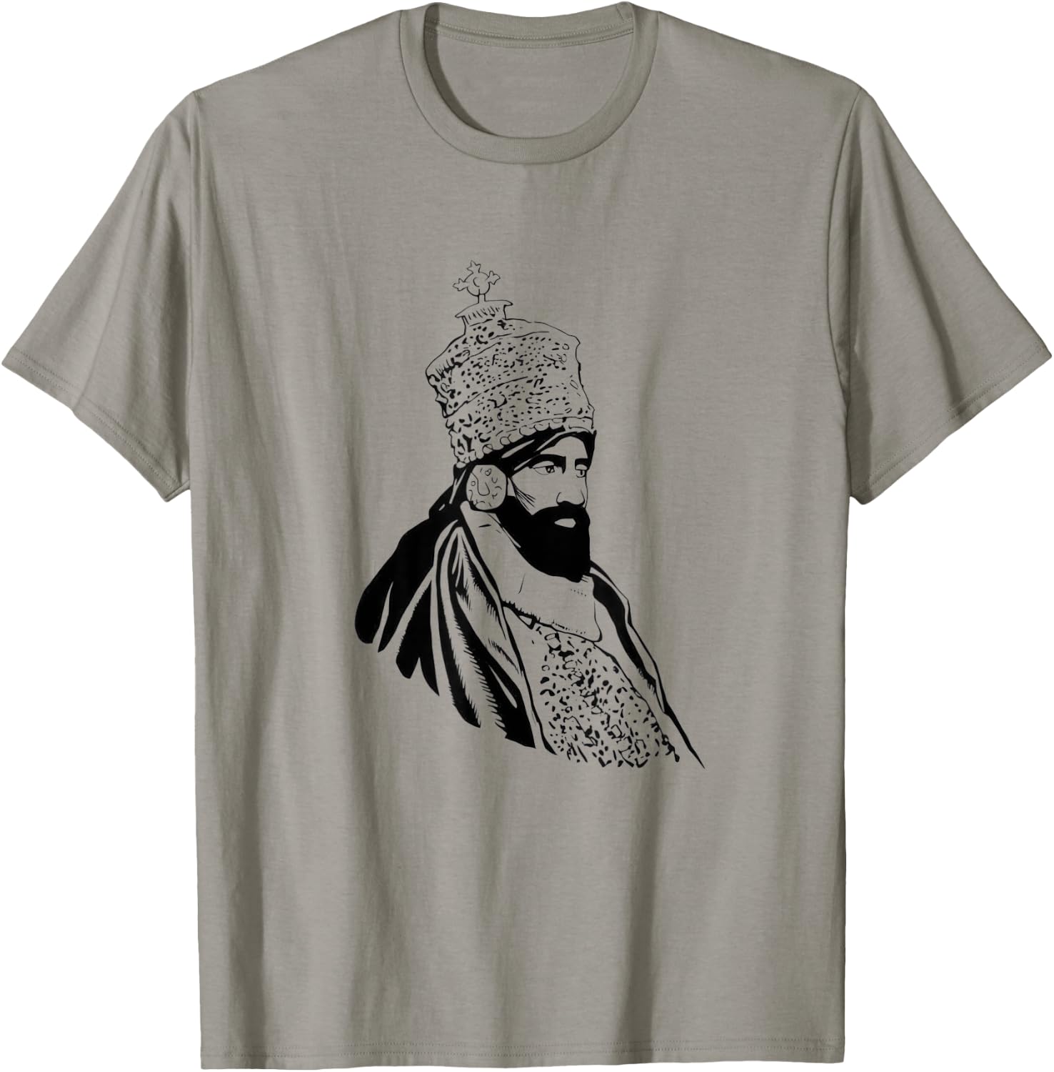 Haile Selassie Ethiopian King of Crown Jamaican Rasta T-Shirt - T-Shirt | Sand