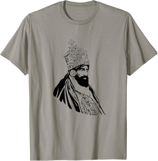 Haile Selassie Ethiopian King of Crown Jamaican Rasta T-Shirt - T-Shirt | Sand