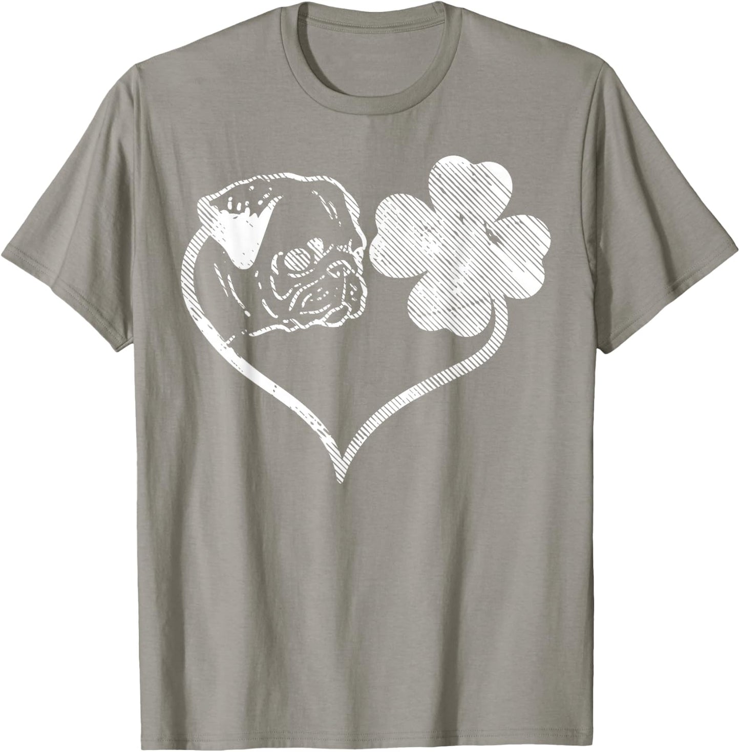 Irish Pug Face Shamrock Clover St Patricks Day Dog Owner T-Shirt - T-Shirt | Sand