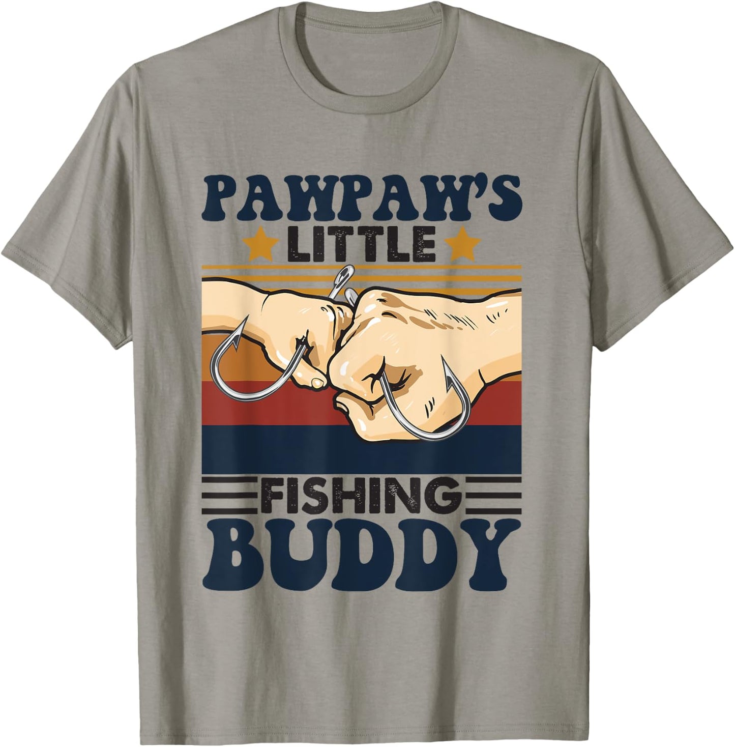 Pawpaw's Little Fishing Buddy Funny Fishing Partner T-Shirt - T-Shirt | Sand