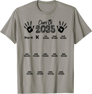 Class of 2035 Grow With Me Shirt Handprint Pre-K 12th Grade T-Shirt - T-Shirt | Sand