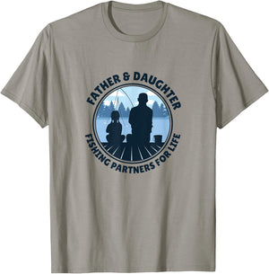 Father and Daughter Fishing Partners For Life T-Shirt - T-Shirt | Sand