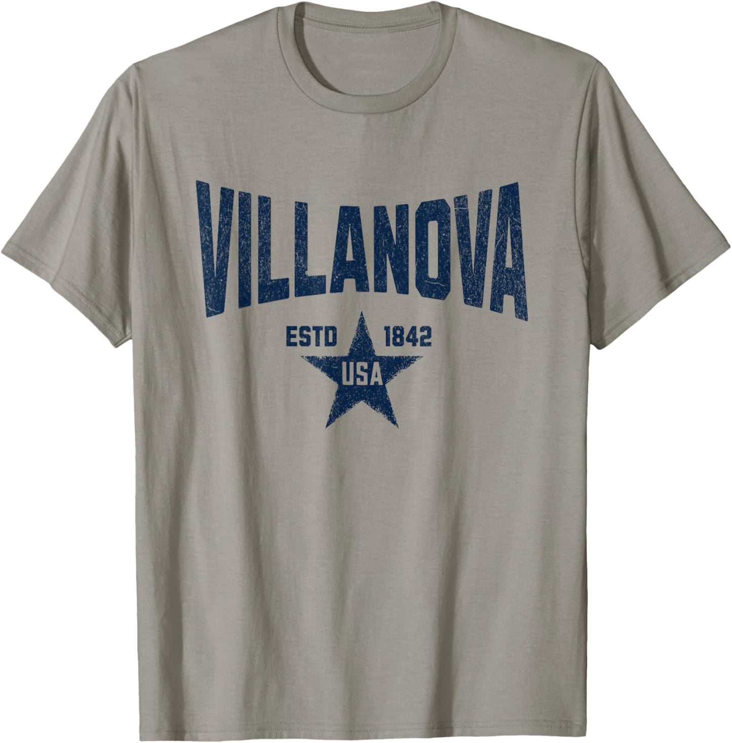 Visit Blue Villanova Pennsylvania Vintage Athletic Souvenir T-Shirt - T-Shirt | Sand