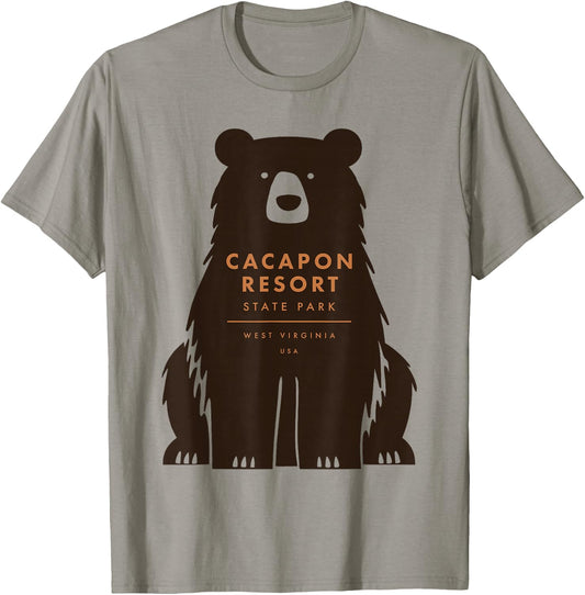 Cacapon Resort State Park West Virginia Retro Vintage Bear T-Shirt - T-Shirt | Sand