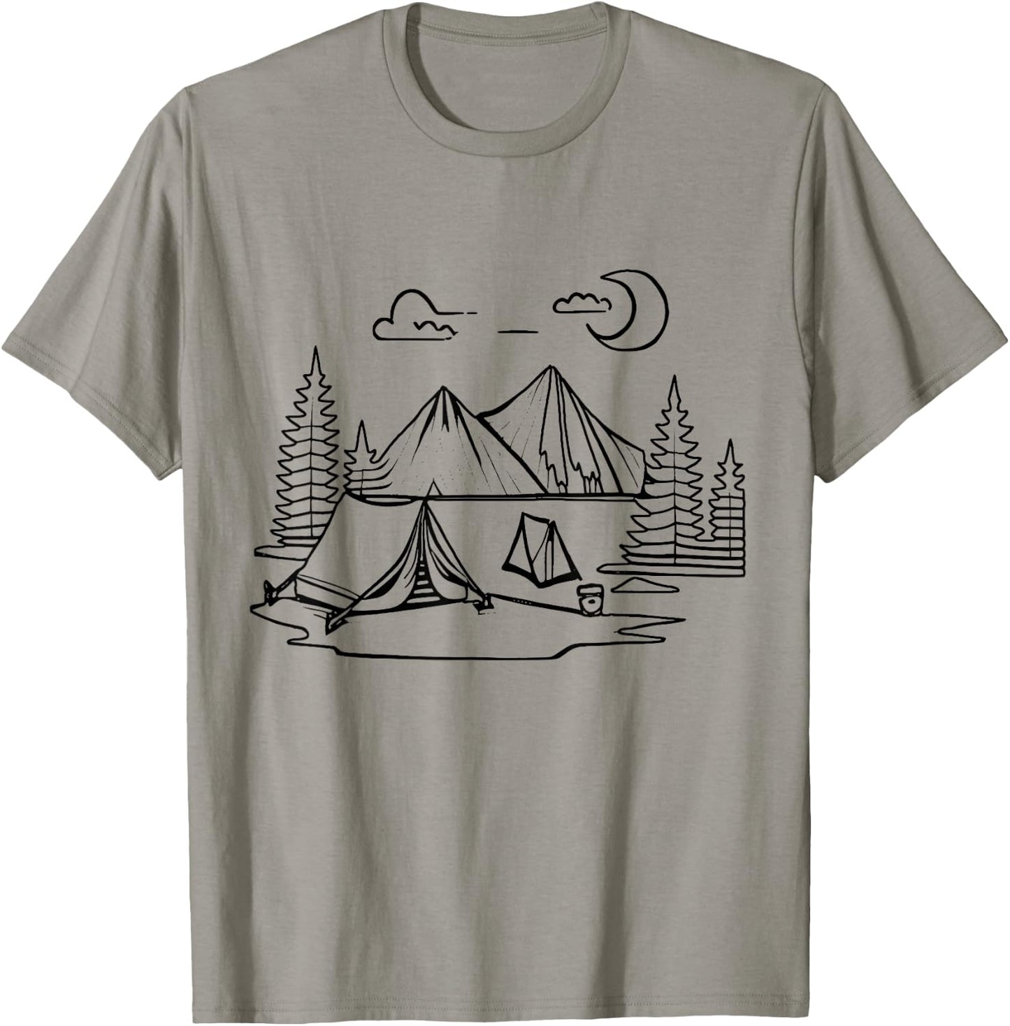 Tent camp Camping coloring and painting yourself coloring T-Shirt - T-Shirt | Sand