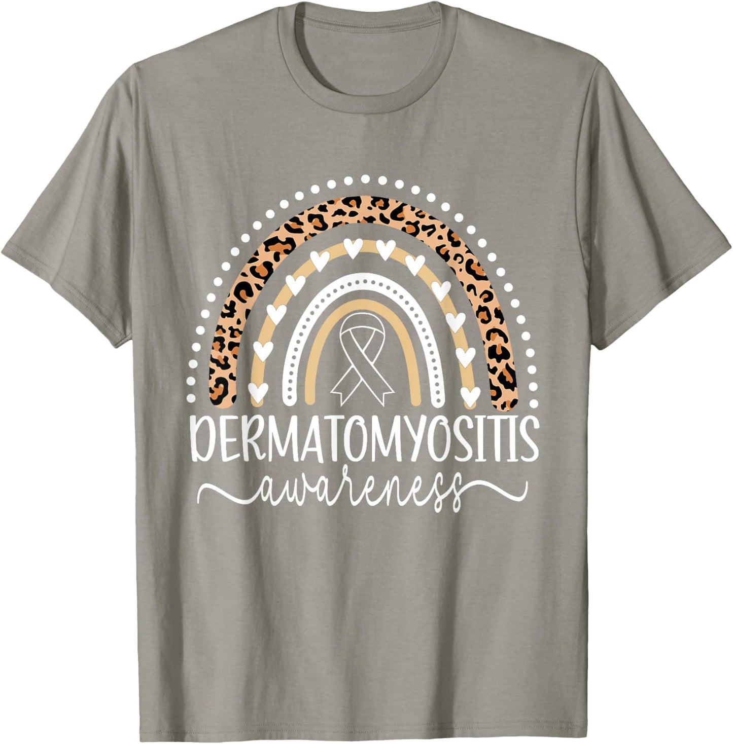 Wear Blue Dermatomyositis Awareness Leopard Rainbow T-Shirt - T-Shirt | Sand