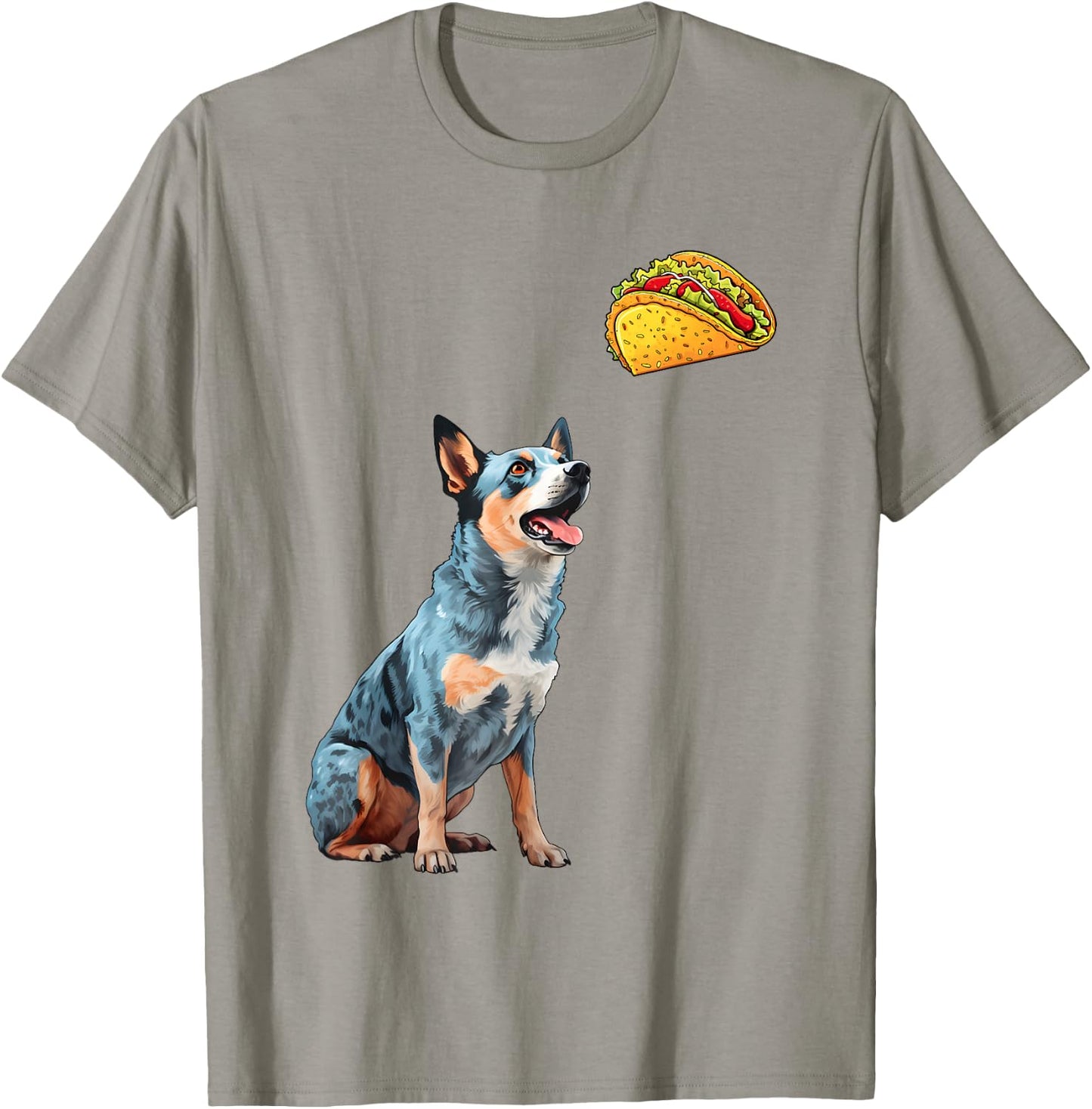 Blue Heeler Staring At Tacos, Funny Blue Heeler T-Shirt - T-Shirt | Sand
