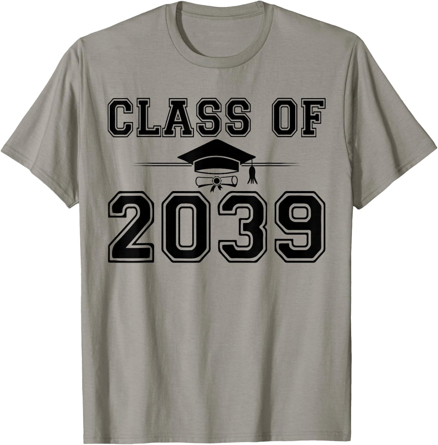 Class of 2039 Grow With Me Graduation Handprint On Back T-Shirt - T-Shirt | Sand