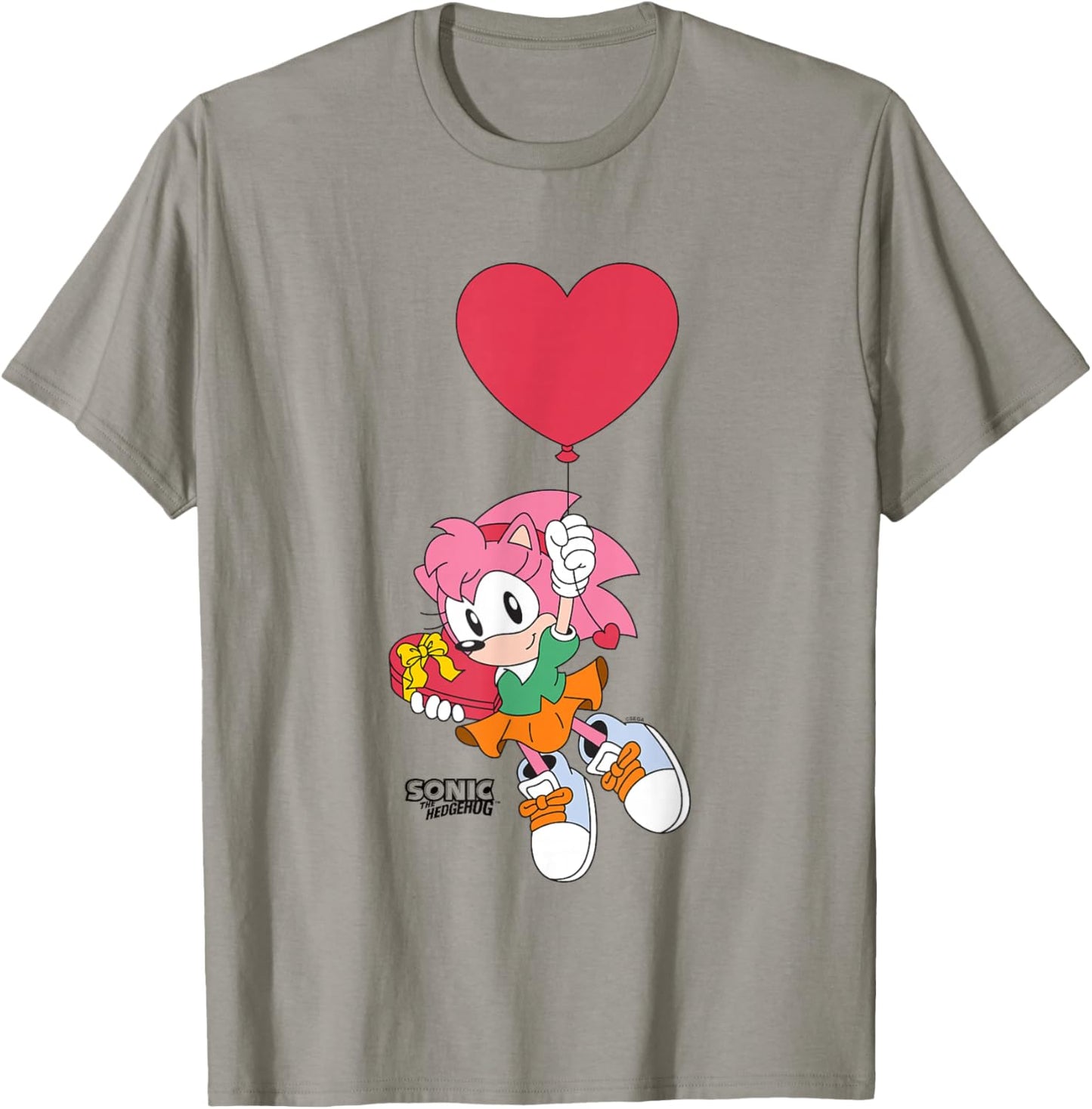 Sonic The Hedgehog Valentine's Day Cute Amy Rose Chest Logo T-Shirt - T-Shirt | Sand