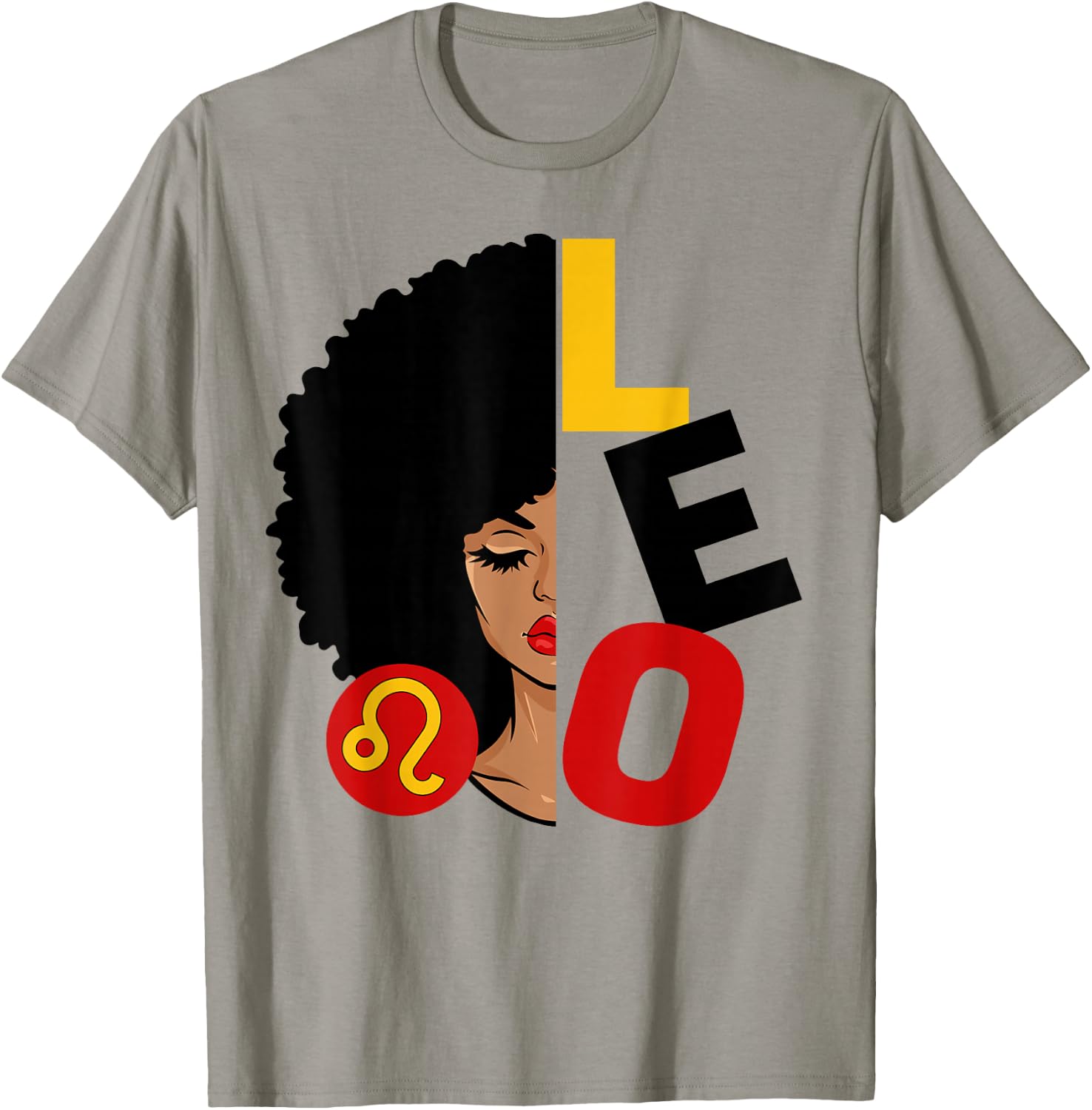 Leo Queen Afro Black Woman Melanin Girl Zodiac Sign T-Shirt - T-Shirt | Sand