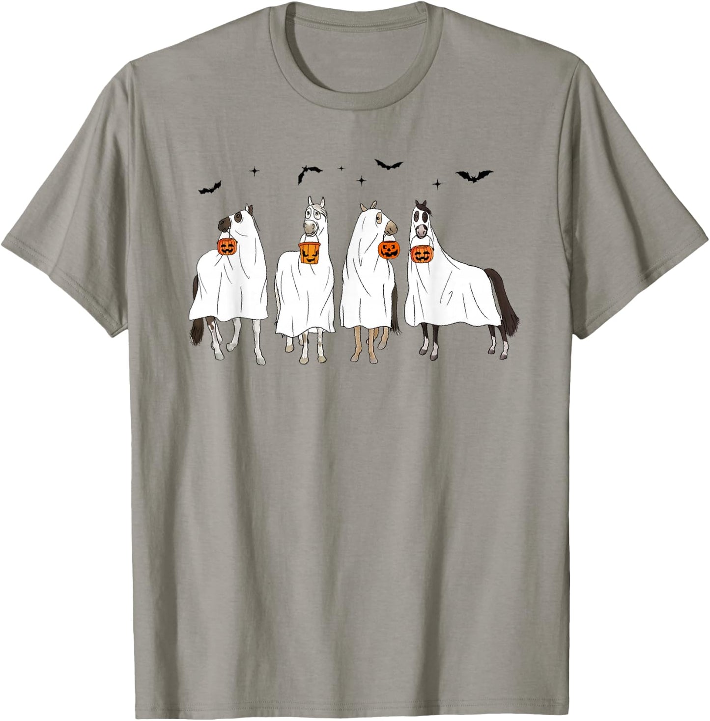 Halloween Horse Ghost Horse Western Spooky Horse Pumpkins T-Shirt - T-Shirt | Sand