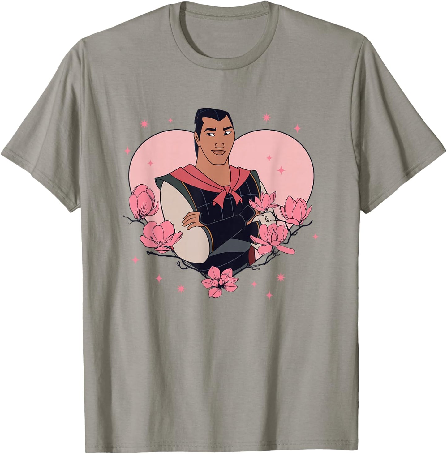 Disney Mulan Valentine's Day Li Shang Heart Shape Chest Logo T-Shirt - T-Shirt | Sand