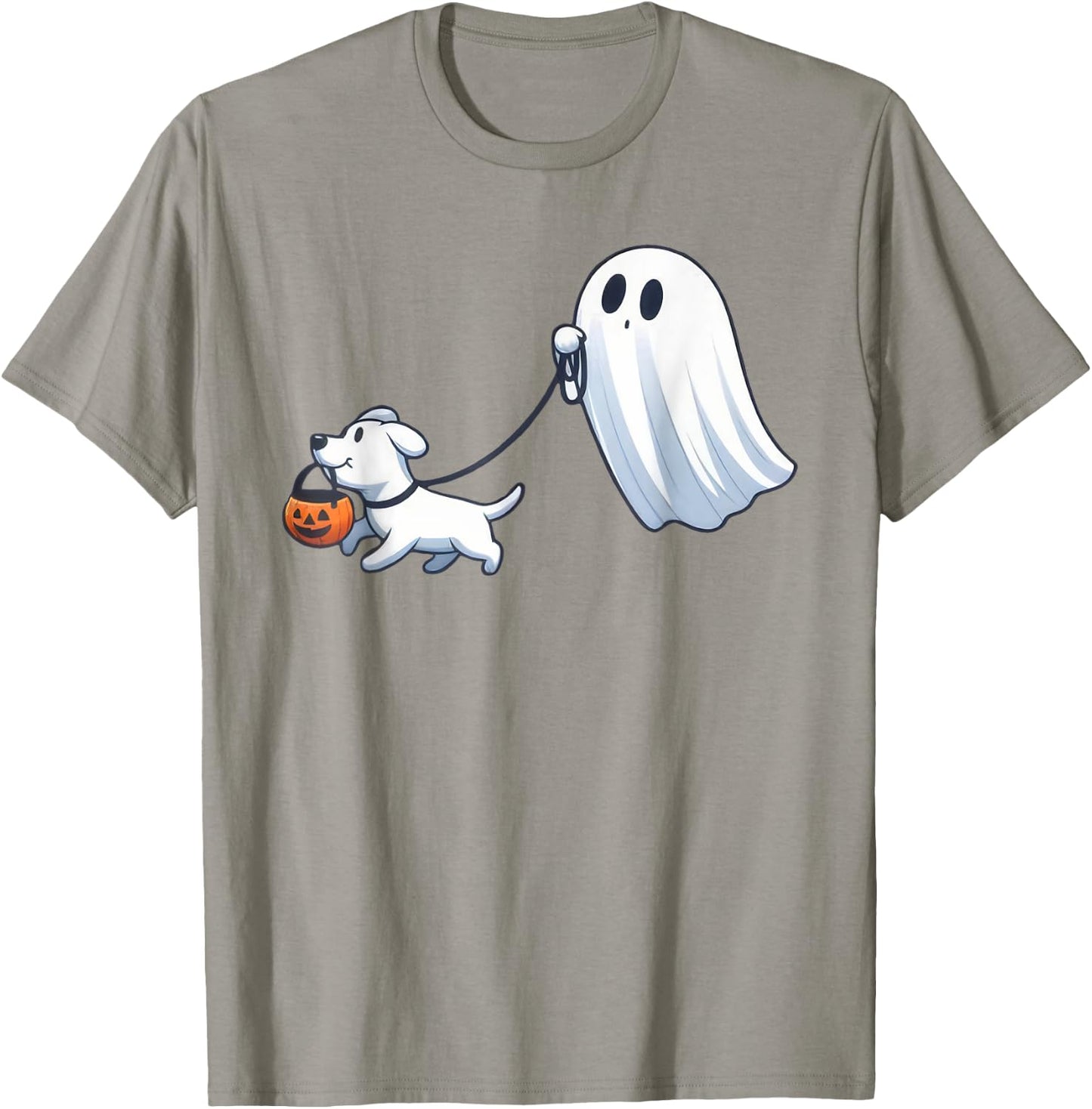 Ghost Walking Dog Ghost Dog Halloween Cute Spooky Dog Love T-Shirt - T-Shirt | Sand