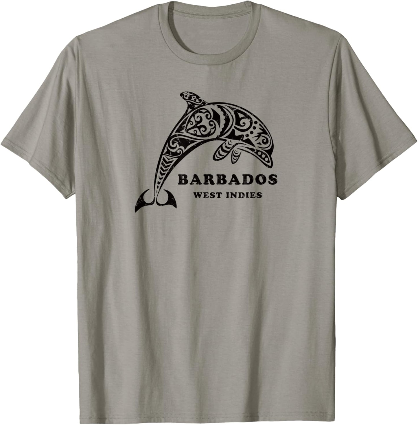 Barbados, West Indies Vintage Tribal Dolphin Vacation T-Shirt - T-Shirt | Sand