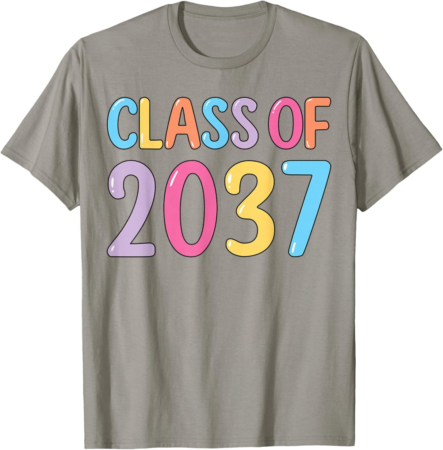 Class of 2037 Grow With Me K to 12 Grade Handprints On Back T-Shirt - T-Shirt | Sand