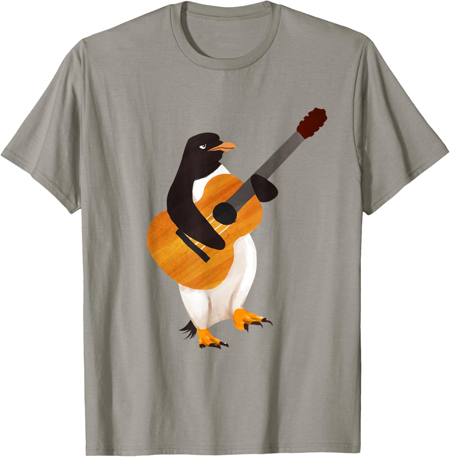 Penguin Arctic Bird Acoustic Guitar - Guitarist T-Shirt - T-Shirt | Sand