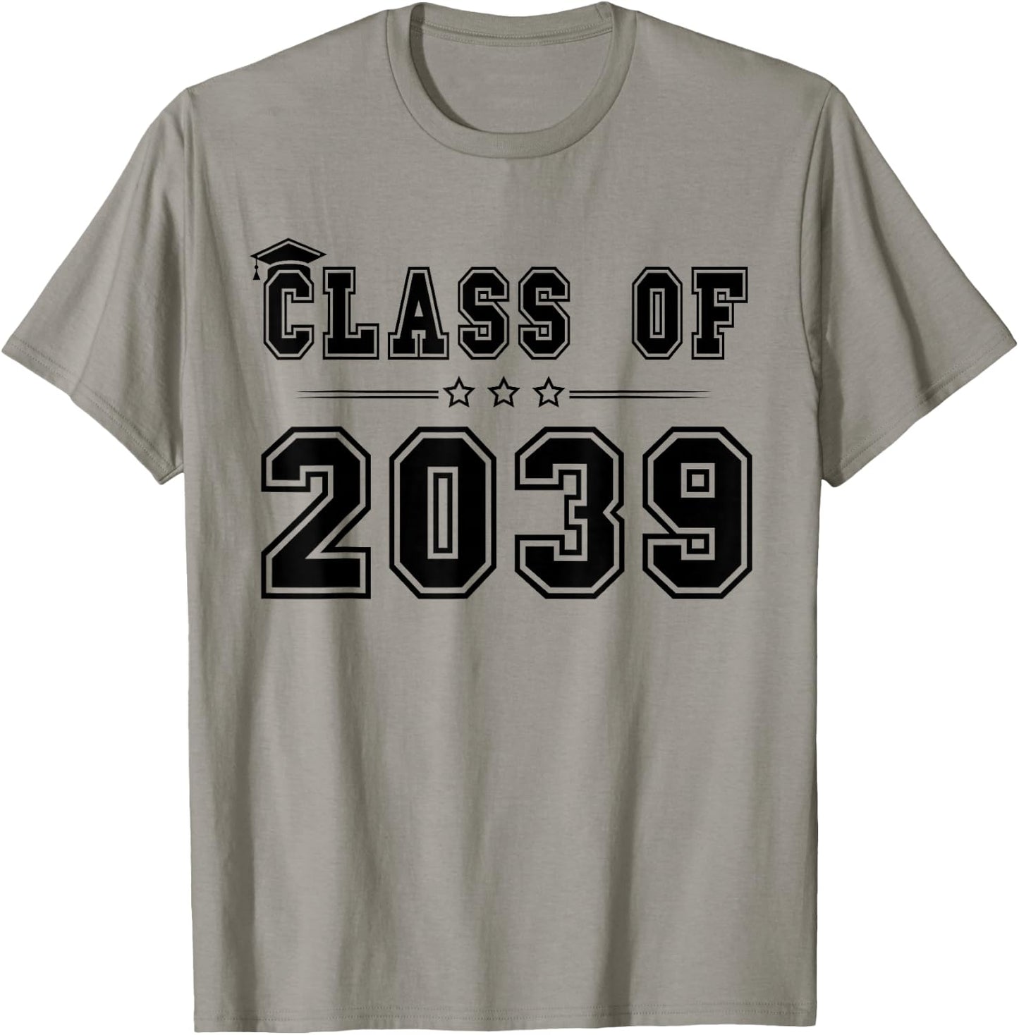 Class of 2039 Grow With Me Graduation Handprint On Back T-Shirt - T-Shirt | Sand