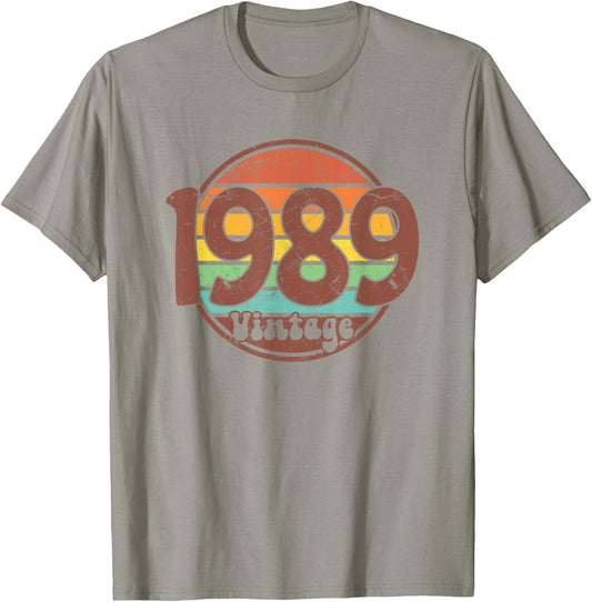 Born In 1989 Birthday, Simple Vintage Born In 1989 Birthday T-Shirt - T-Shirt | Sand