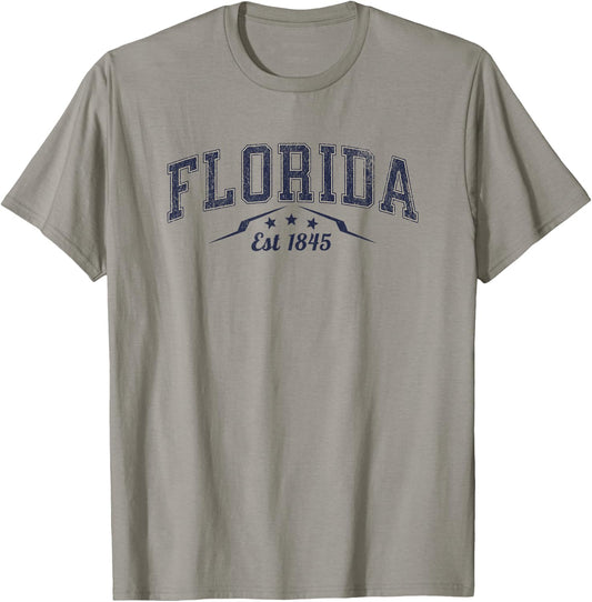 Retro State of Florida Est 1845 Varsity Style Florida T-Shirt - T-Shirt | Sand