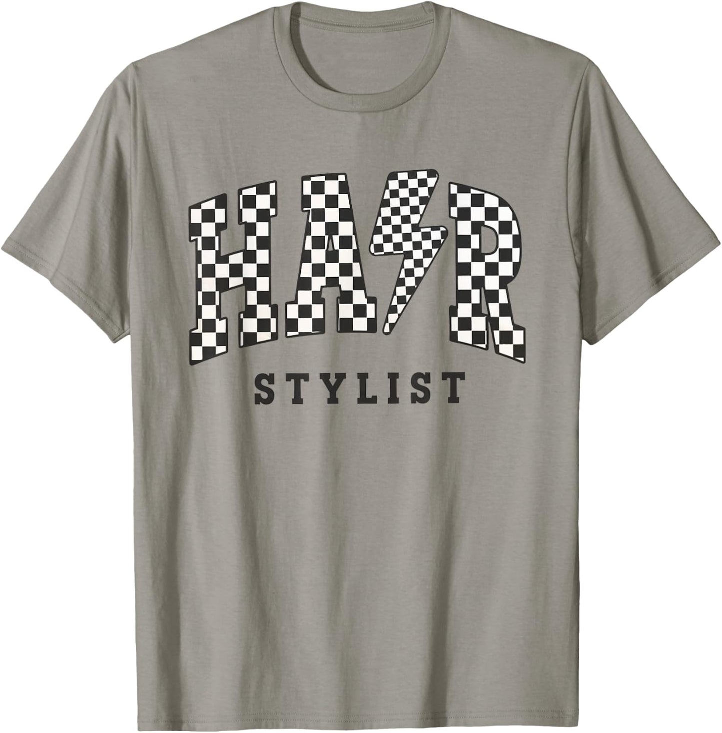 Retro Checkered Hair Stylist Graduation Cosmetology School T-Shirt - T-Shirt | Sand