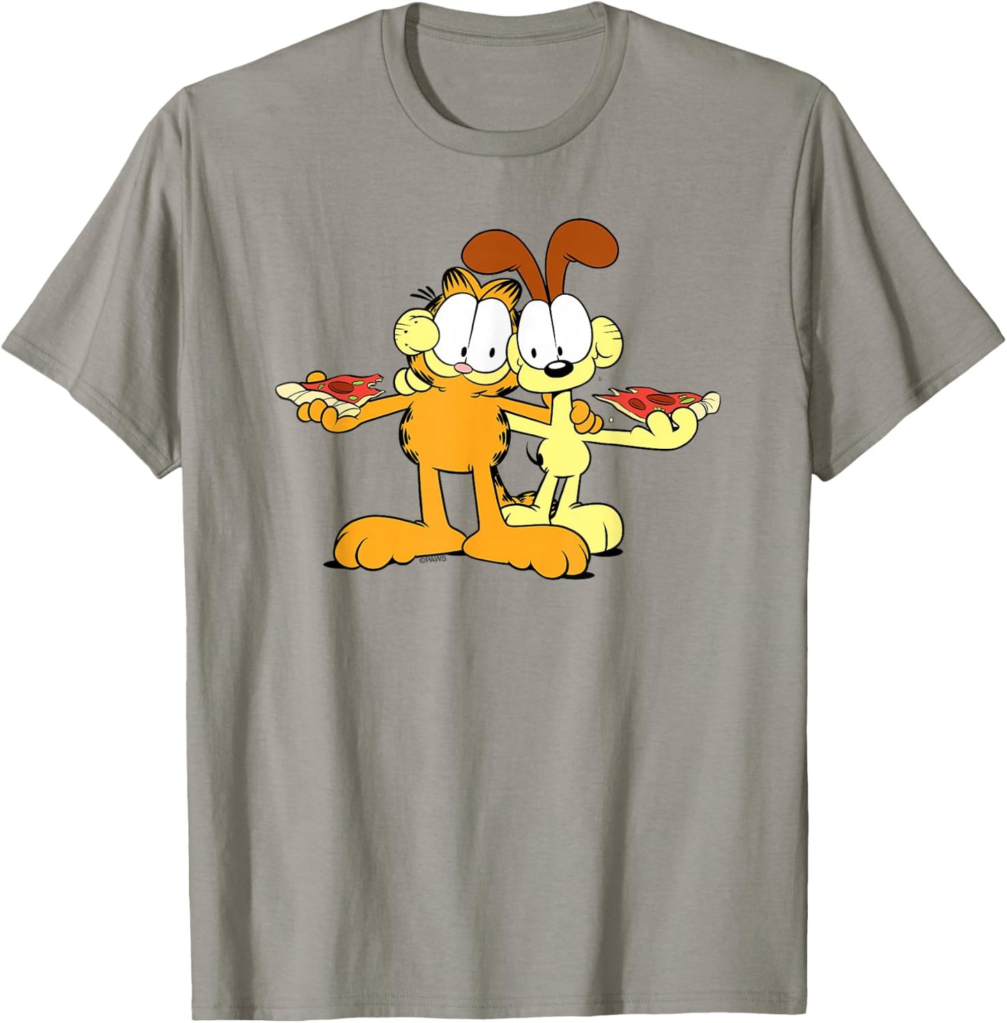 Garfield & Odie Happy Pizza Hug Cartoon Cat T-Shirt - T-Shirt | Sand