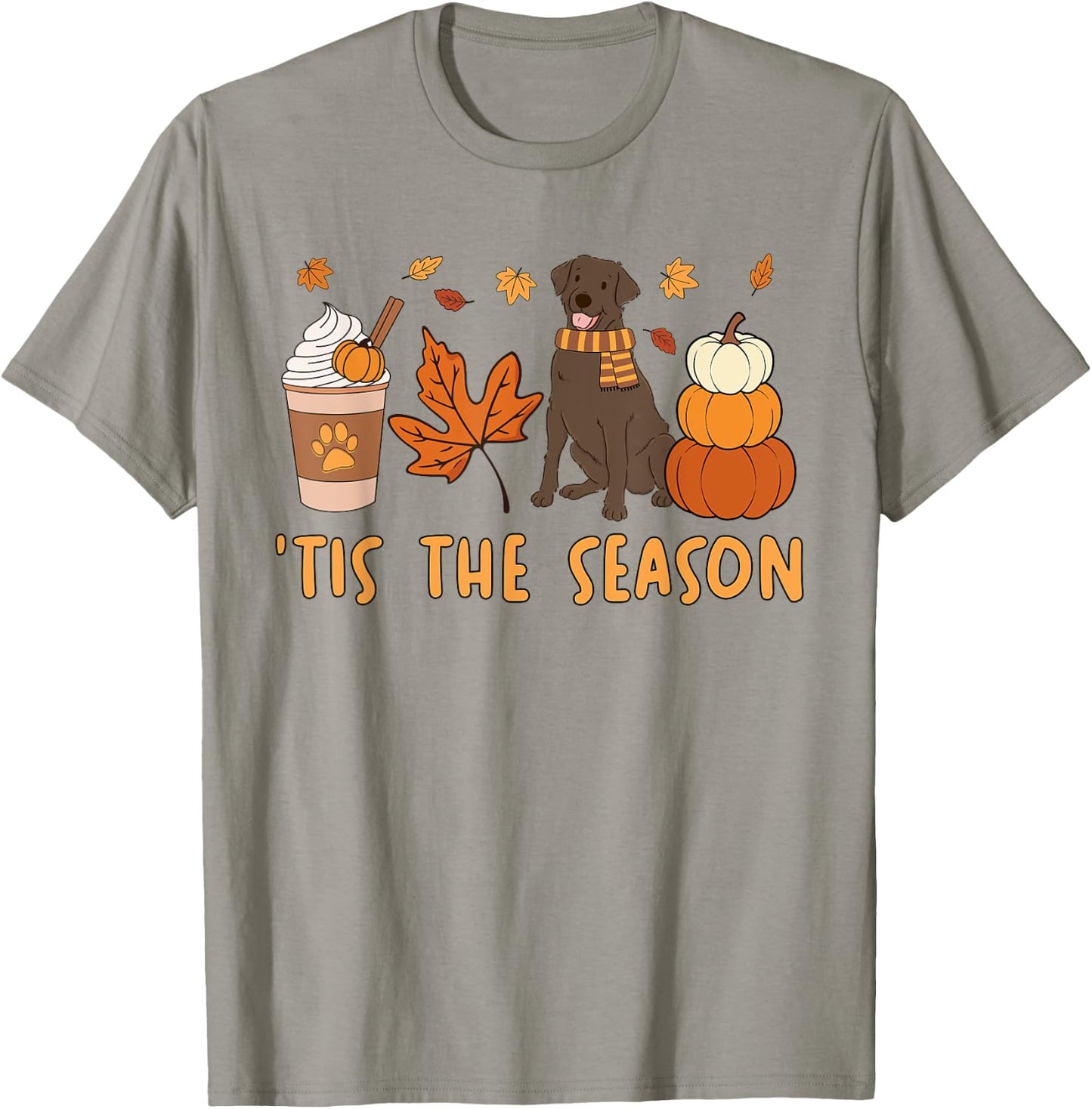 Tis The Season Labrador Retriever Fall Autumn Pumpkin Coffee T-Shirt - T-Shirt | Sand