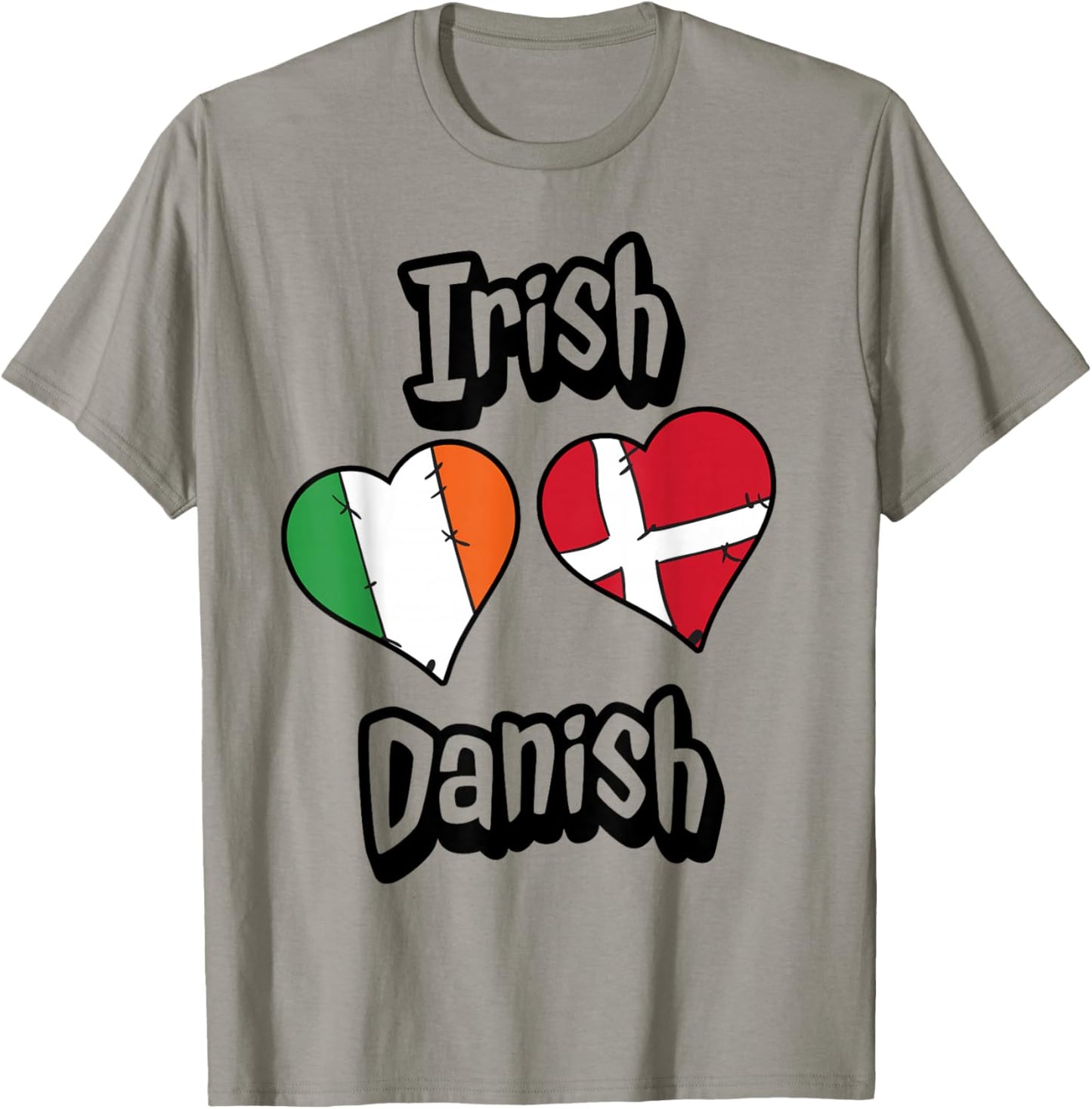 Irish Danish Flag Heart Combo Ireland Denmark T-Shirt - T-Shirt | Sand