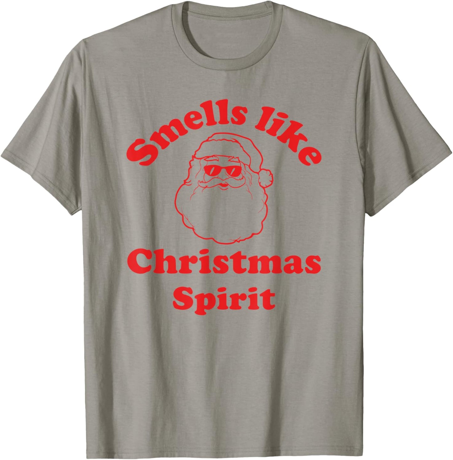 Smells Like Christmas Spirit Funny Santa Claus Face T-Shirt - T-Shirt | Sand