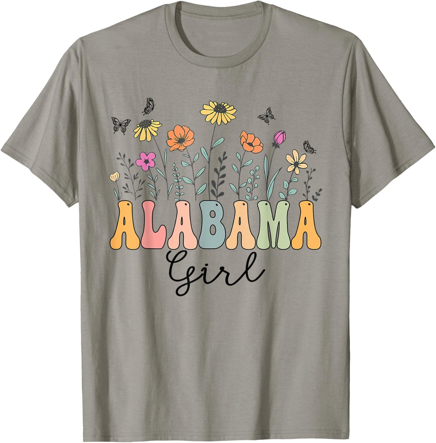 Alabama Girl Wildflower Groovy Alabama Lover T-Shirt - T-Shirt | Sand