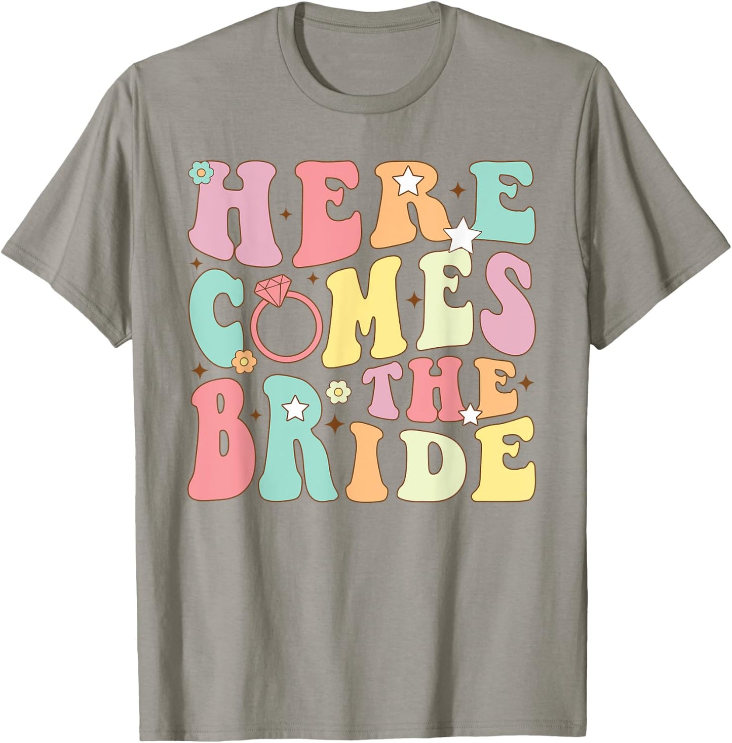 Here Come The Bride Bridesmaids Groovy Bachelorette Party T-Shirt - T-Shirt | Sand
