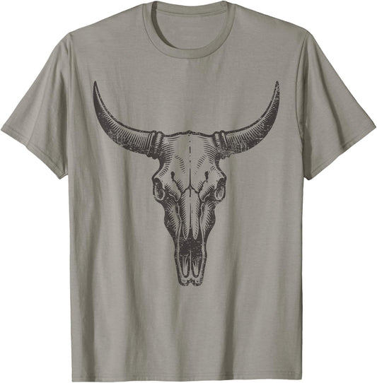 Vintage Western Cow Skull Rustic Country Men Women Graphic T-Shirt - T-Shirt | Sand