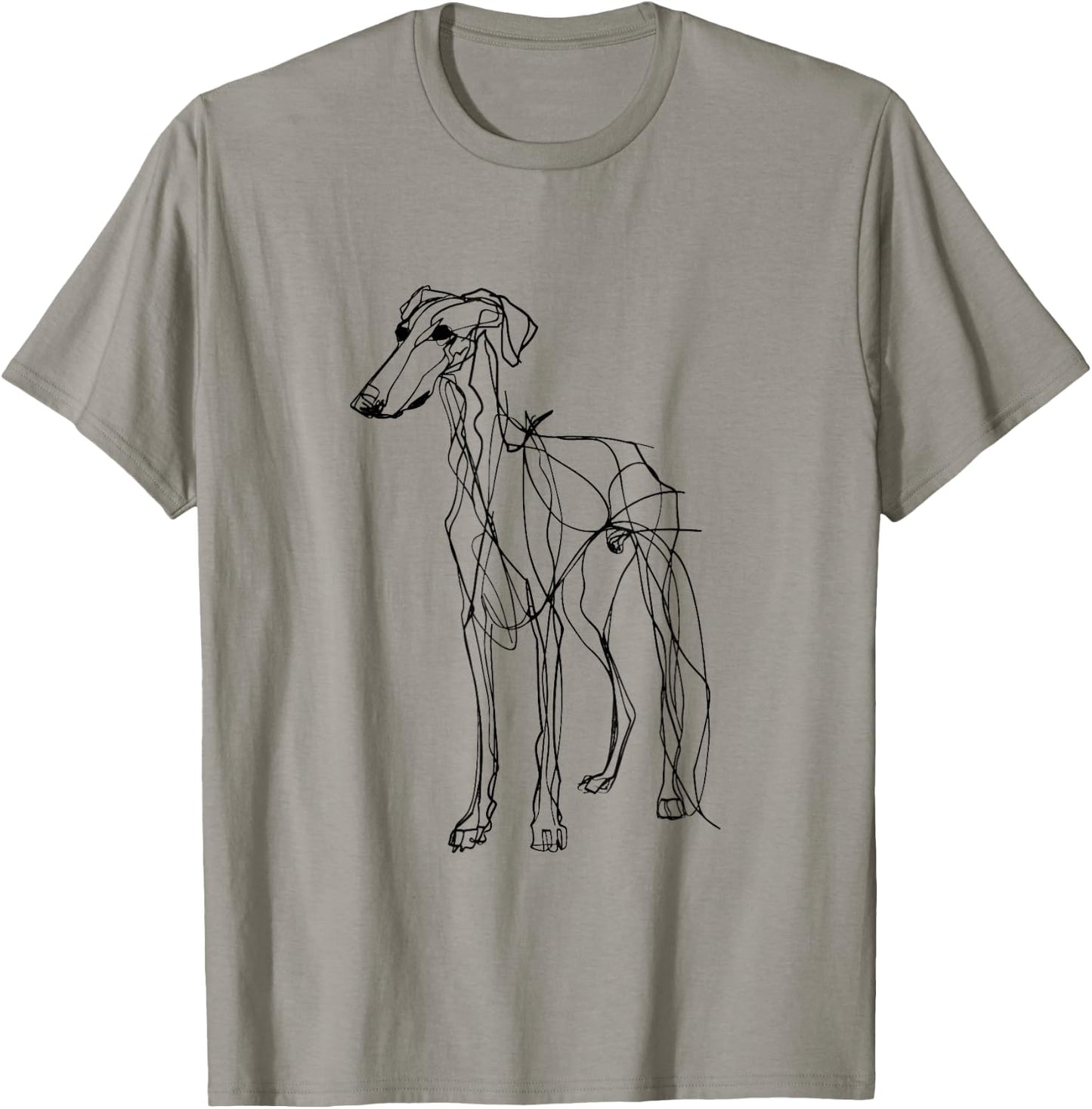 Silken Windhound Dog Line Art Minimalist Mom Dad T-Shirt - T-Shirt | Sand