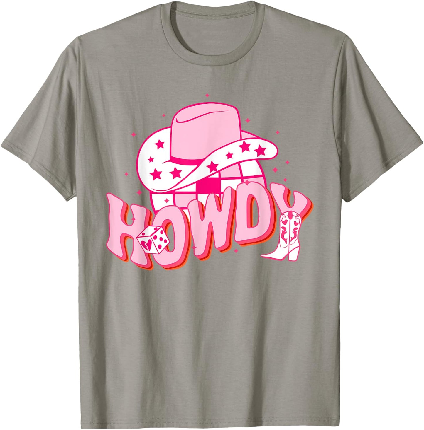 Howdy Southern Western Girl Country Rodeo Pink Cowgirl Disco T-Shirt - T-Shirt | Sand