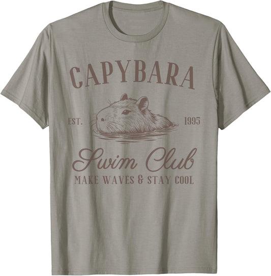 Capybara Swim Club Awesome Capybara, Funny Capybara Meme T-Shirt - T-Shirt | Sand