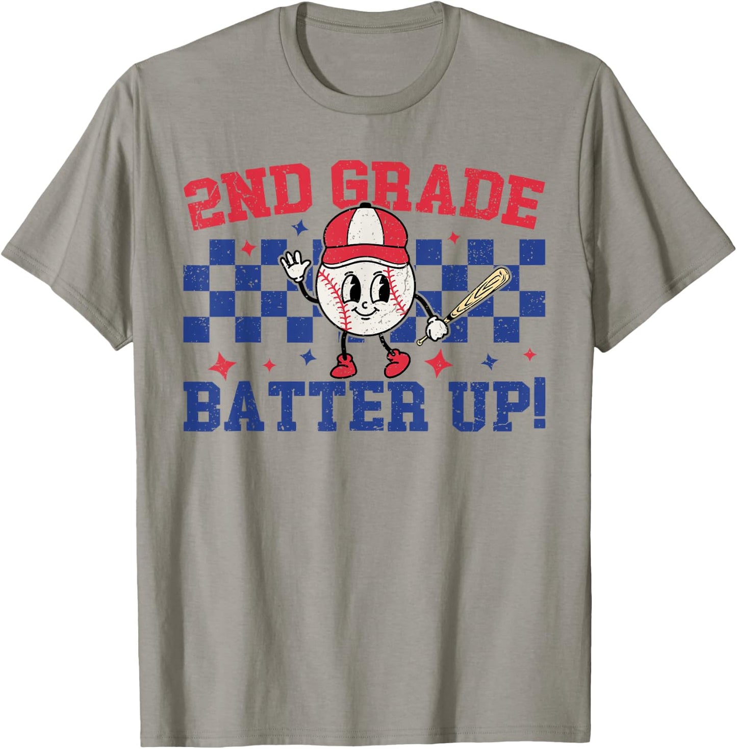 2nd Grade Batter Up Back To School Baseball Teacher Kids T-Shirt - T-Shirt | Sand