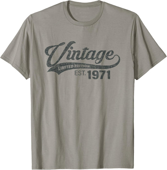 Vintage 1971 Cool 54 Year Old Bday 54th Birthday Men Women T-Shirt - T-Shirt | Sand