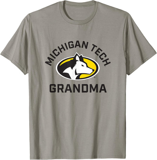 Michigan Tech Huskies Arched Grandma T-Shirt - T-Shirt | Sand