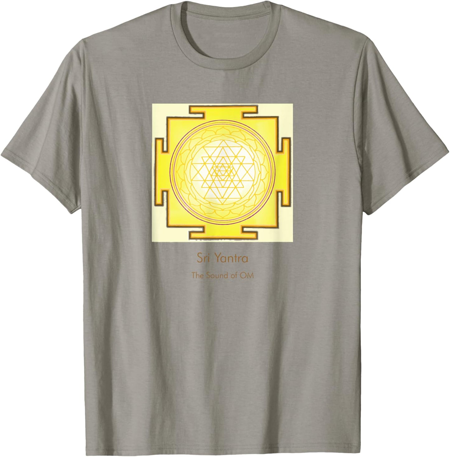 Sacred Geometry Golden Sri Yantra Sound of OM T-Shirt - T-Shirt | Sand