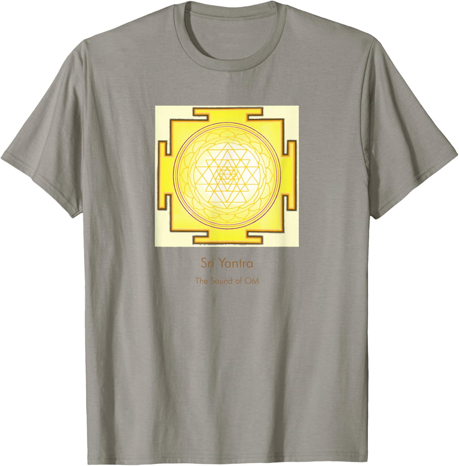 Sacred Geometry Golden Sri Yantra Sound of OM T-Shirt - T-Shirt | Sand