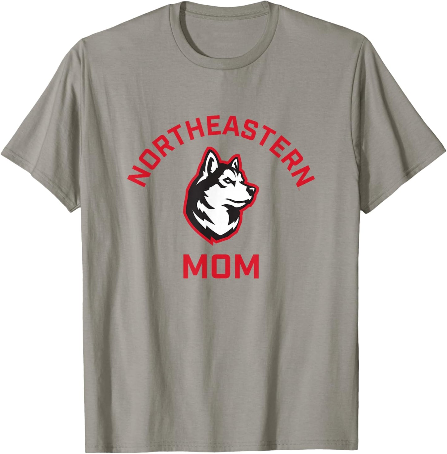 Campus Lab Northeastern University NEU Huskies Arched Mom - Grey, -Adults, Short Sleeve, , Small T-Shirt - T-Shirt | Sand