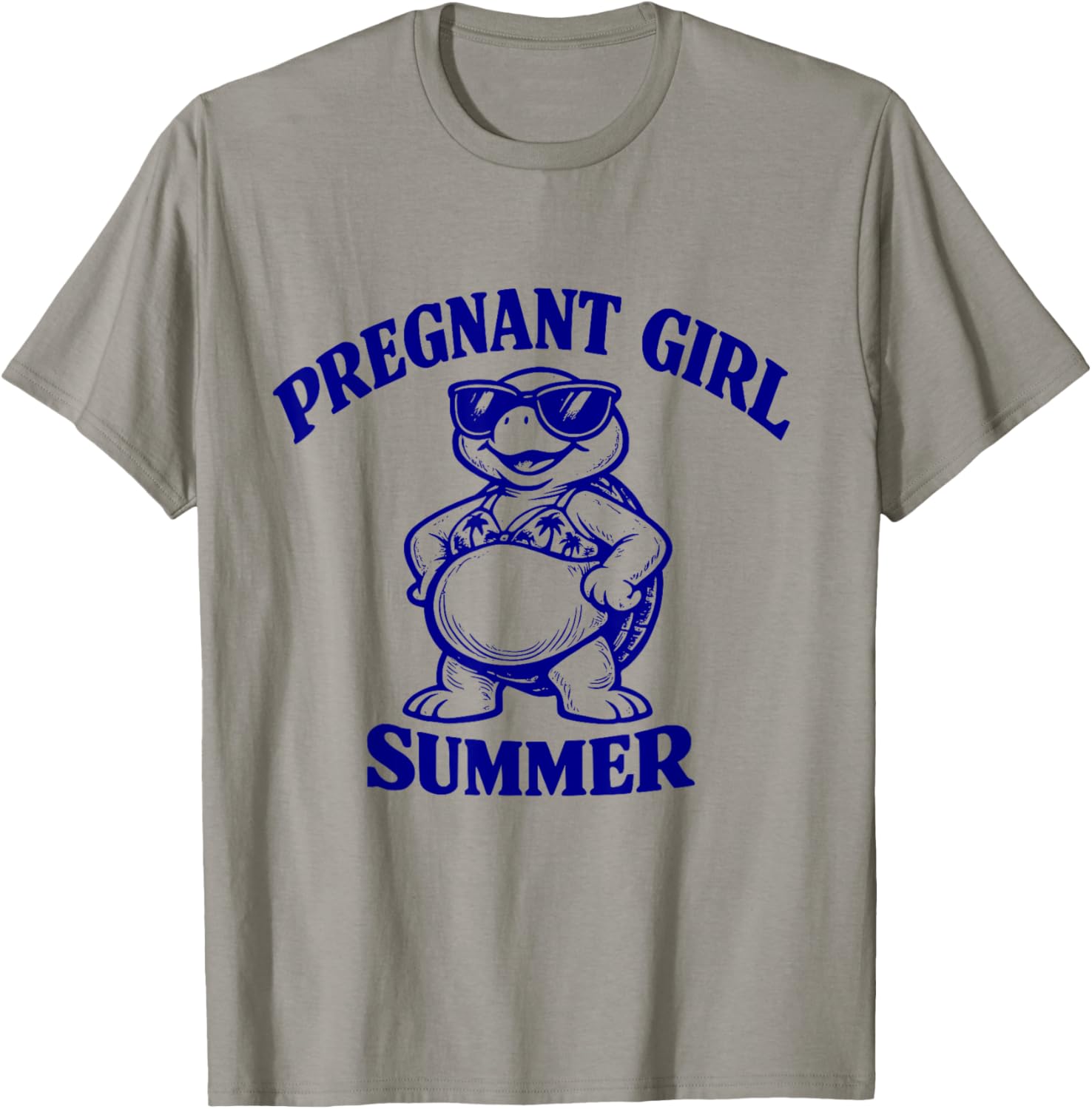 Retro Pregnant Frog Turtle Summer Vacation Mom to Be Graphic T-Shirt - T-Shirt | Sand