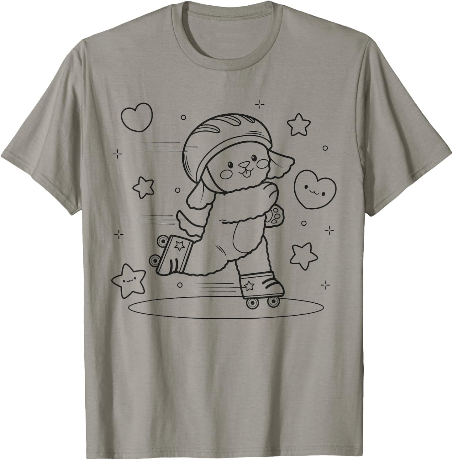 Dog roller skating to paint and color T-Shirt - T-Shirt | Sand