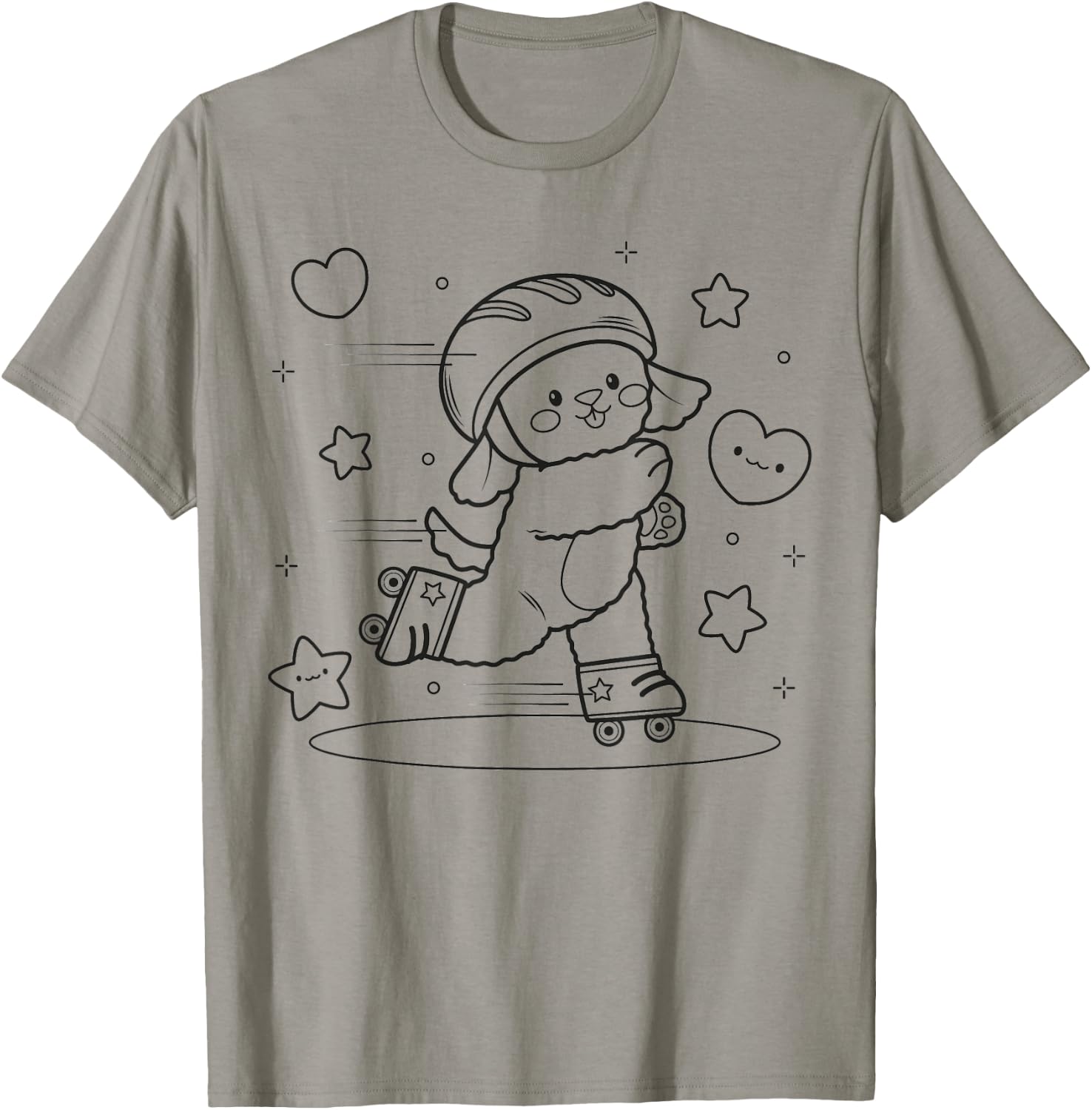 Dog roller skating to paint and color T-Shirt - T-Shirt | Sand