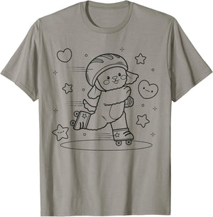Dog roller skating to paint and color T-Shirt - T-Shirt | Sand