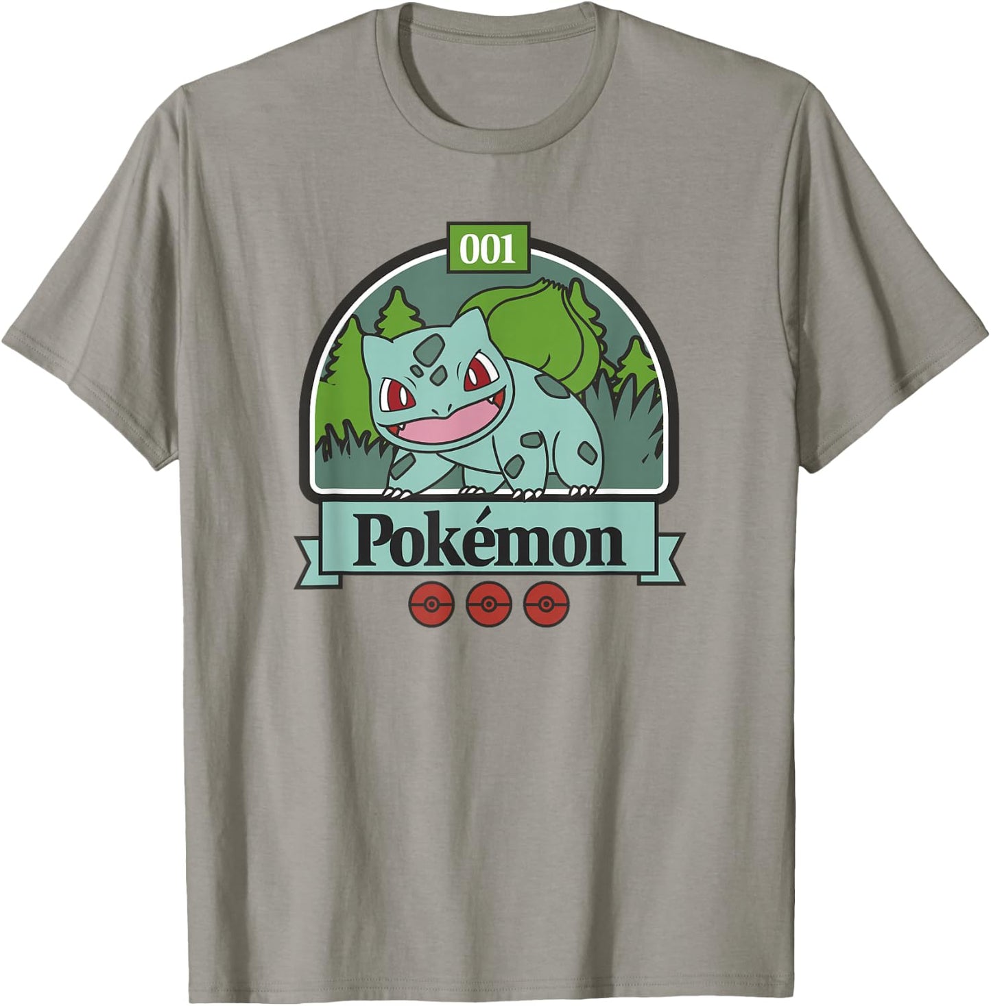 Pokémon 001 Bulbasaur Outdoor Adventure Grassy Park Badge T-Shirt - T-Shirt | Sand