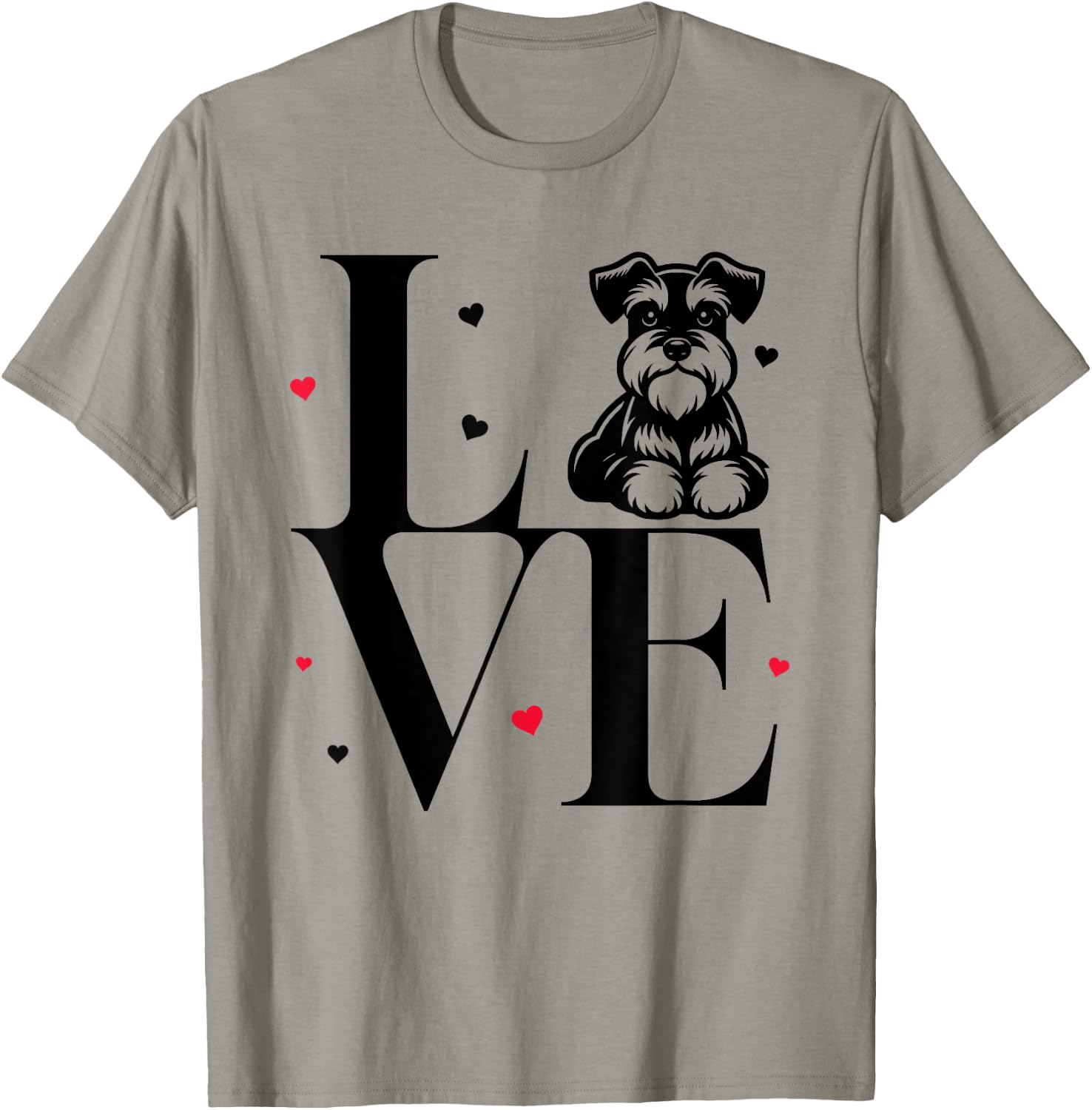 Cute I Love My Miniature Schnauzer Dog Mom Dad T-Shirt - T-Shirt | Sand