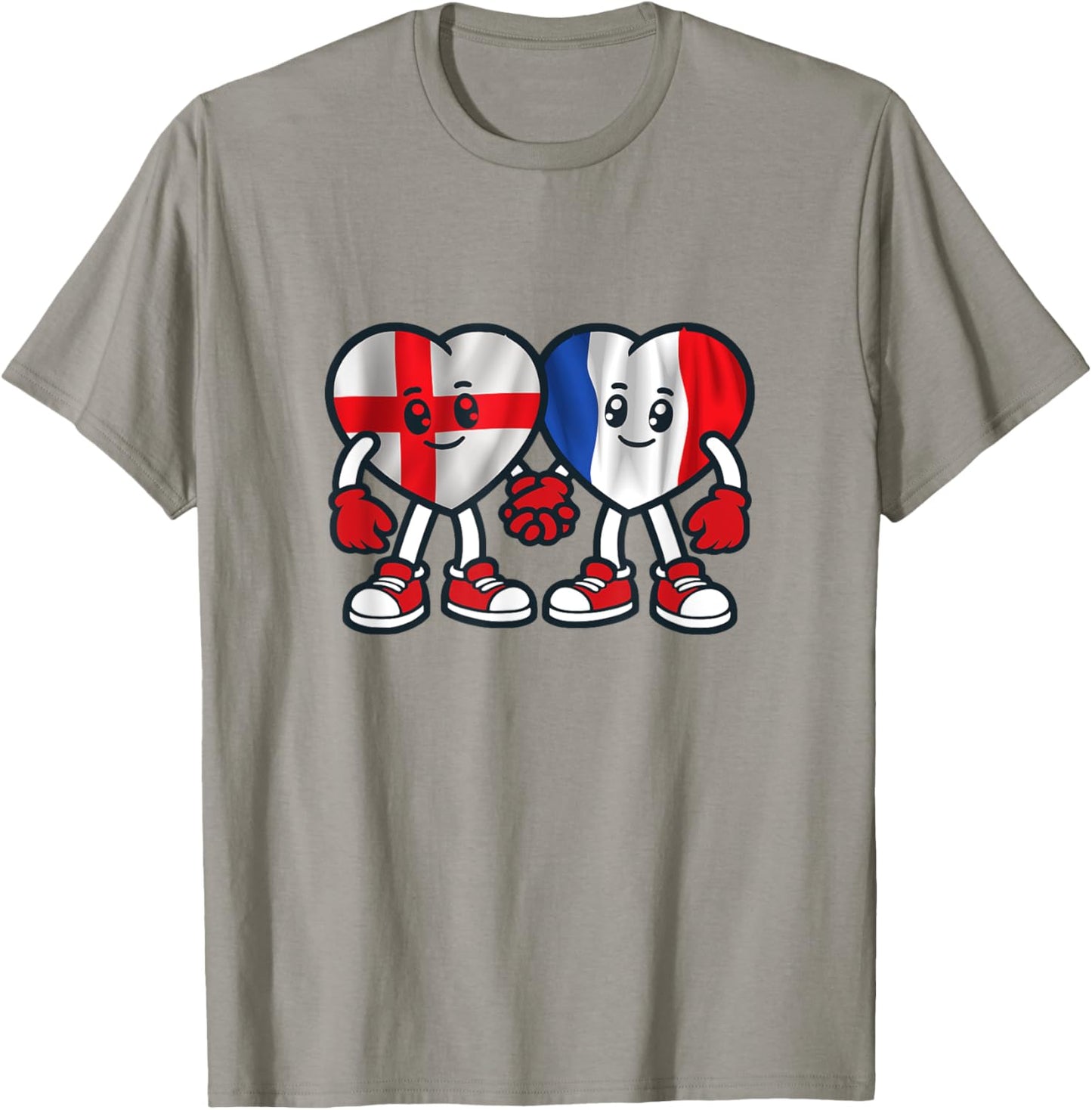 France and England Hearts Friendship T-Shirt - T-Shirt | Sand