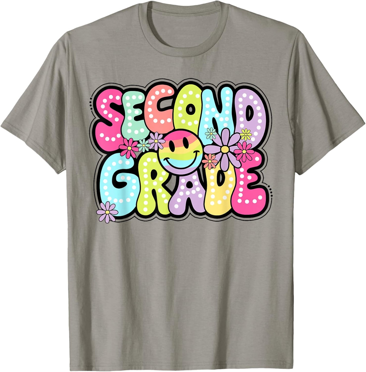 Second Grade Groovy Happy First Day Of School Bright Dots T-Shirt - T-Shirt | Sand